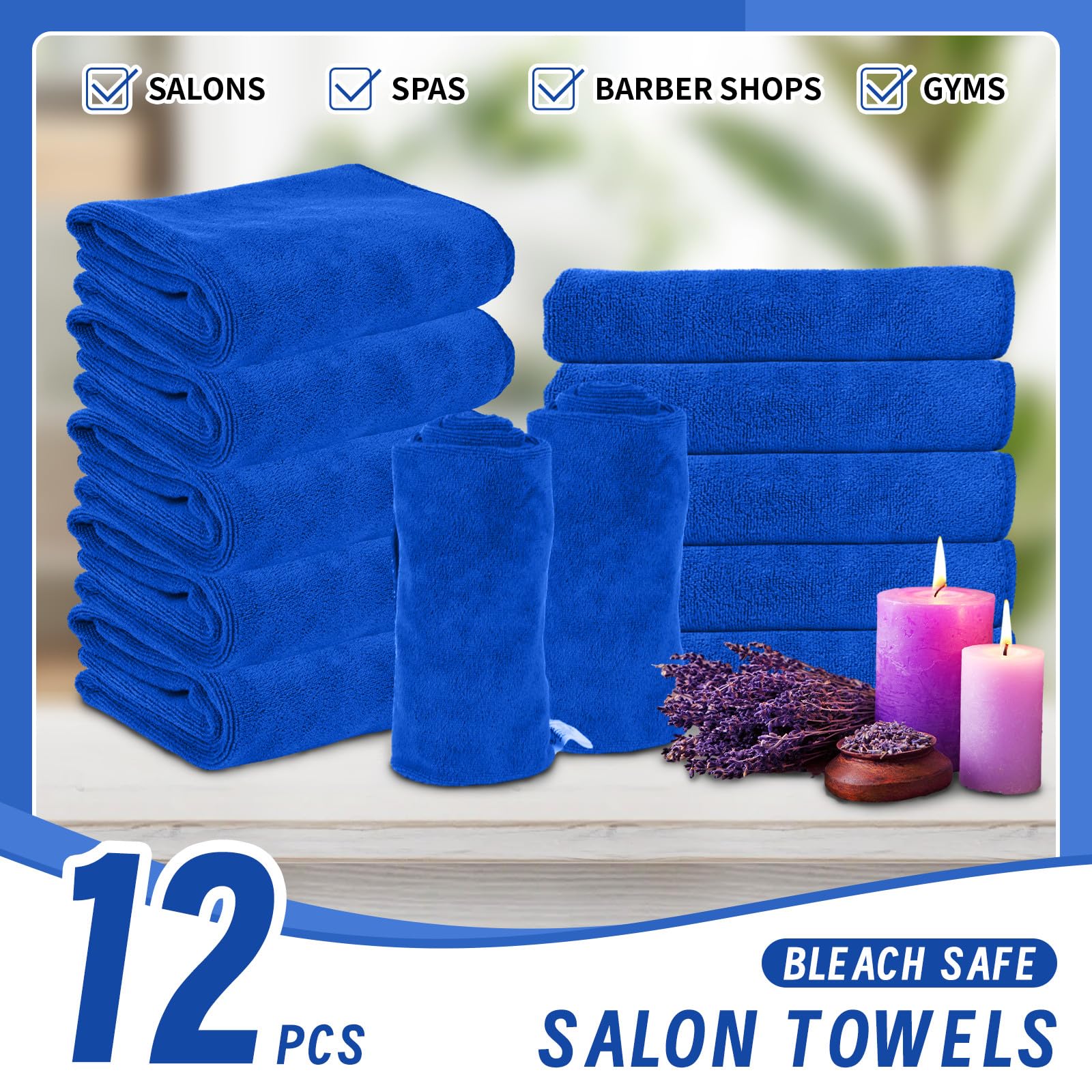 Toalla de salón de belleza, toalla de microfibra súper absorbente suave de secado rápido para salón, baño, gimnasio, spa y cuidado del cabello en casa, 12 paquetes, 29.53 x 13.78
