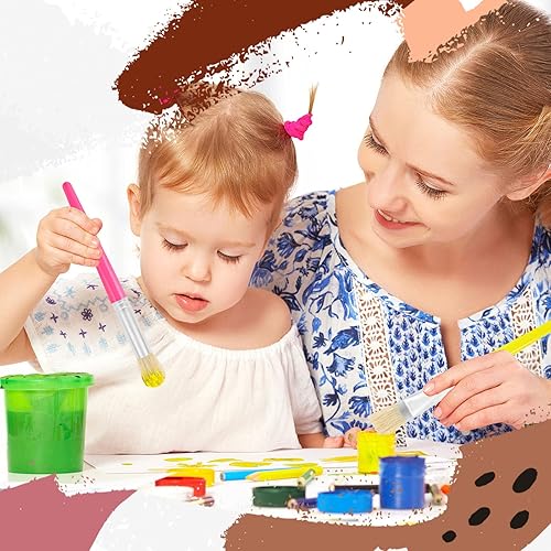 Miniatura 7 de Pinceles de pintura para niños, 8 piezas de pinceles de pintura gordita para niños, juego a granel para manualidades, pinceles de pintura lavables