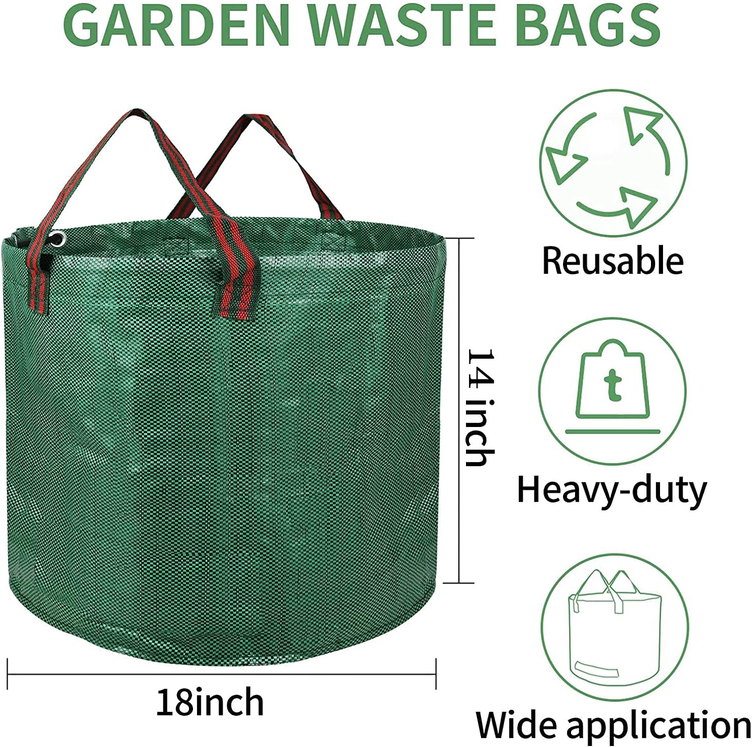 iPower LGWBAG16X3 3-Pack 16-Gallon Reusable Garden Waste Bags for Patio, Yard, Trash Can, Laundry Container : Patio, Lawn & Garden