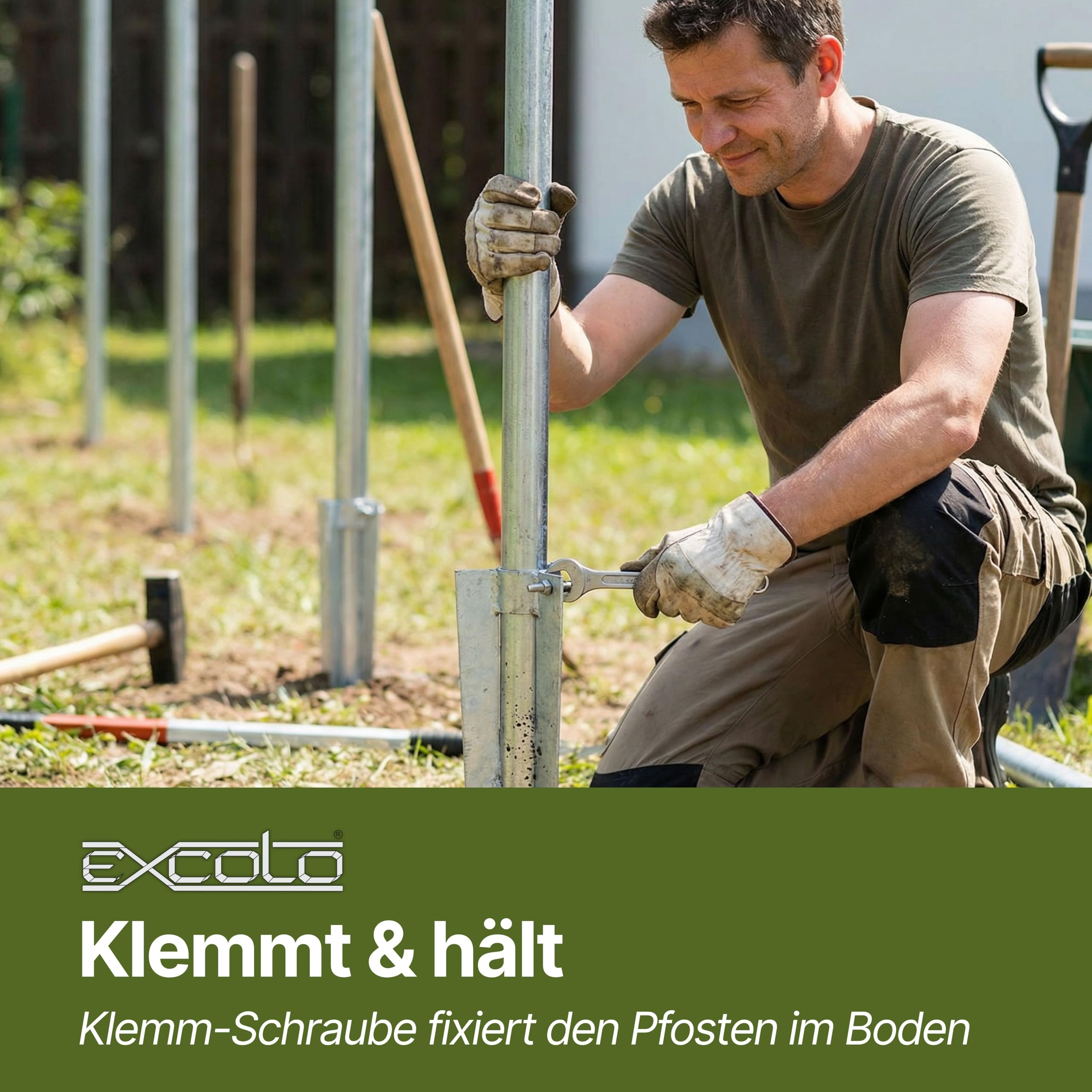 EXCOLO Einschlagbodenhülse Rund 80 mm – 10er Set – Feuerverzinkt – Einschlaghülse für Holzpfosten Ø 80 mm – Pfostenträger ohne Betonieren – Bodenhülse für Holzzaun & Lamellenzaun