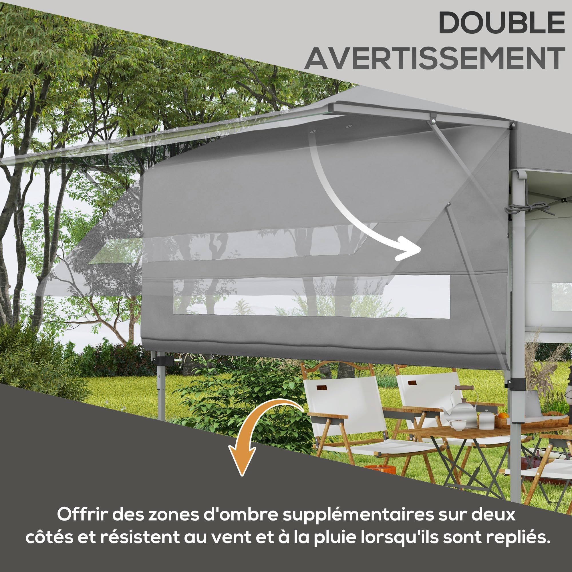 Outsunny Tonnelle Pop-up Jardin Barnum Pliant 5 x 3 m, Tissu Oxford avec 2 parois réglables, Facile à Monter, Sac à Transport à roulettes Inclus Gris