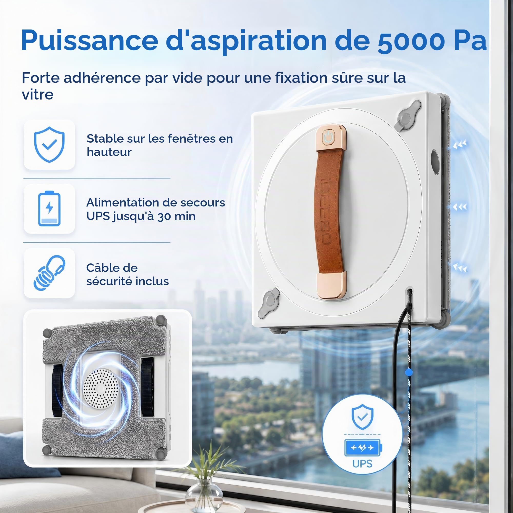 Robot nettoyeur de vitres G500 avec système de pulvérisation double