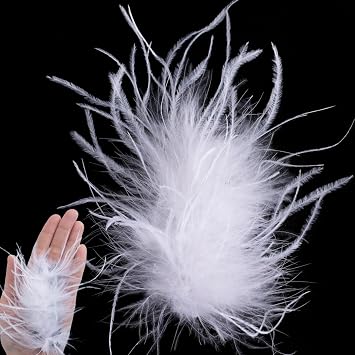 Ostrich Hair Clip, White Fluffy Feather Hairpins for Women Long Short Straight Curly Hair, Non-Slip Retro Hair Accessories for Parties Weddings Proms Banquets
