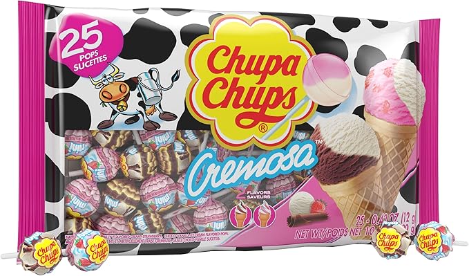Chupa Chups, sucettes crémeuses, sachet de 25 pièces