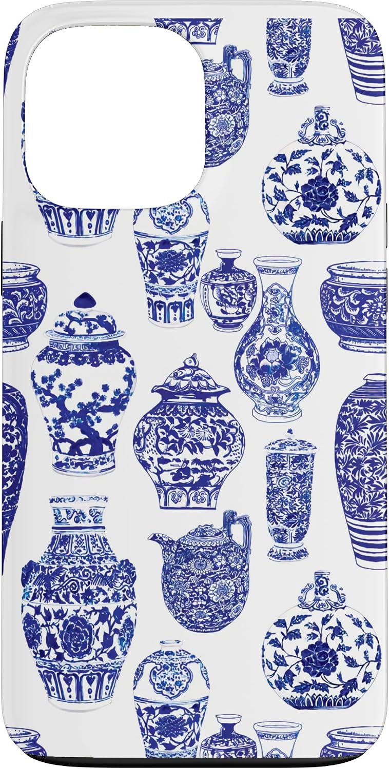 iPhone 13 Pro Max Blue Willow Chinoiserie Pagoda Ginger Jar Design Cottagecore Case