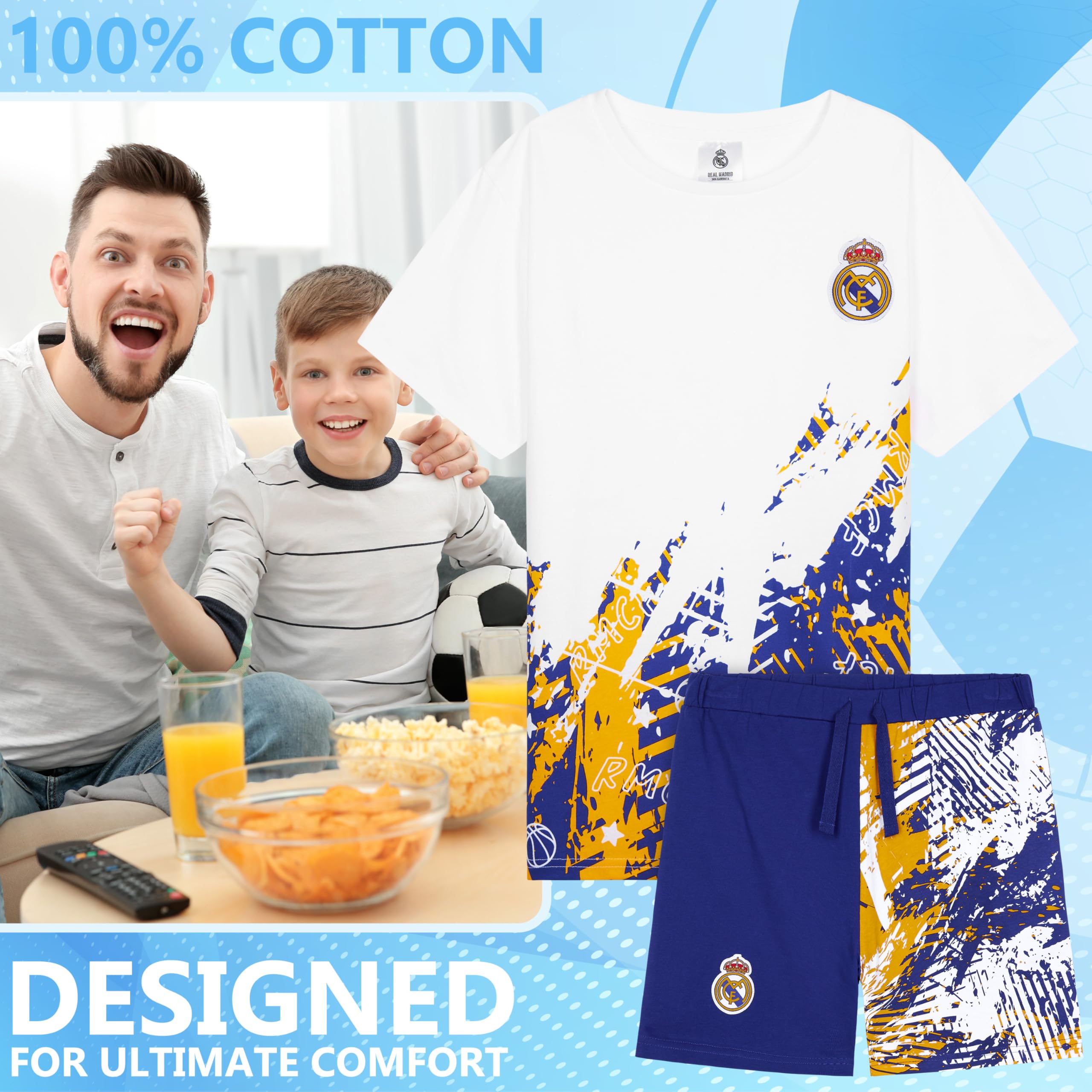 Get Trend Pyjama Garcon Ensembles de Pyjama Enfant et Ado Court Football Été Vêtement de Nuit Tenue de Détente Cadeau Foot