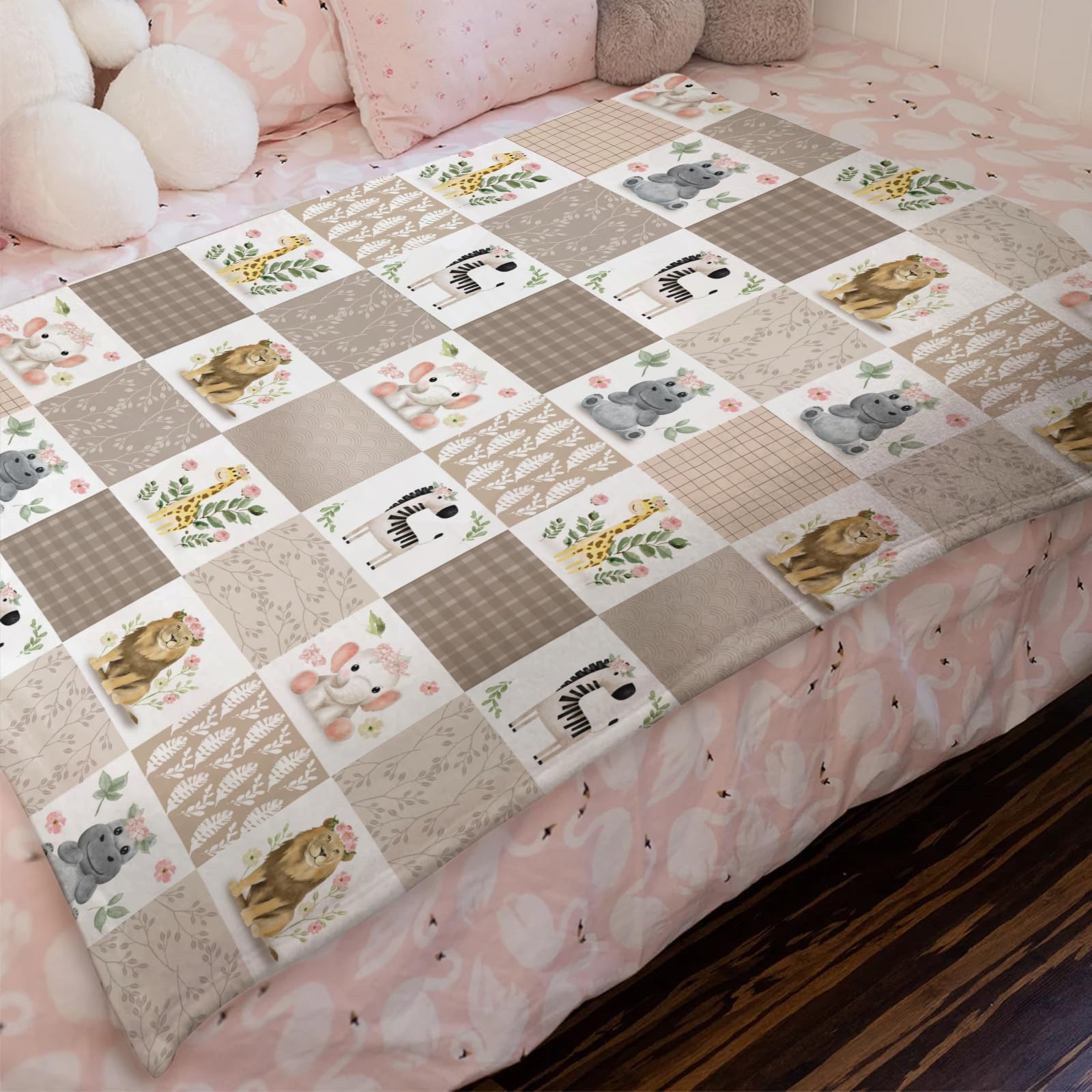 Hippo Blanket Safari Jungle Animals Baby Blankets For Boy Girl Lion ...