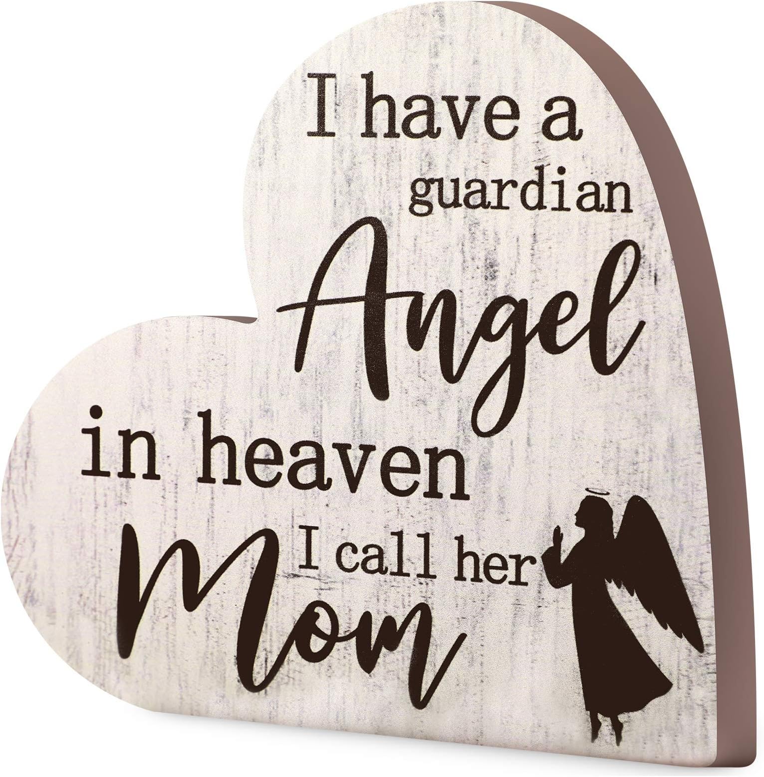 Sympathy Gift Memorial Wooden Heart Shaped Sign for Loss of Mother Bereavement Gift I Call Her Mom in Memory Loss of Loved Mom for Table Centerpieces Remembrance