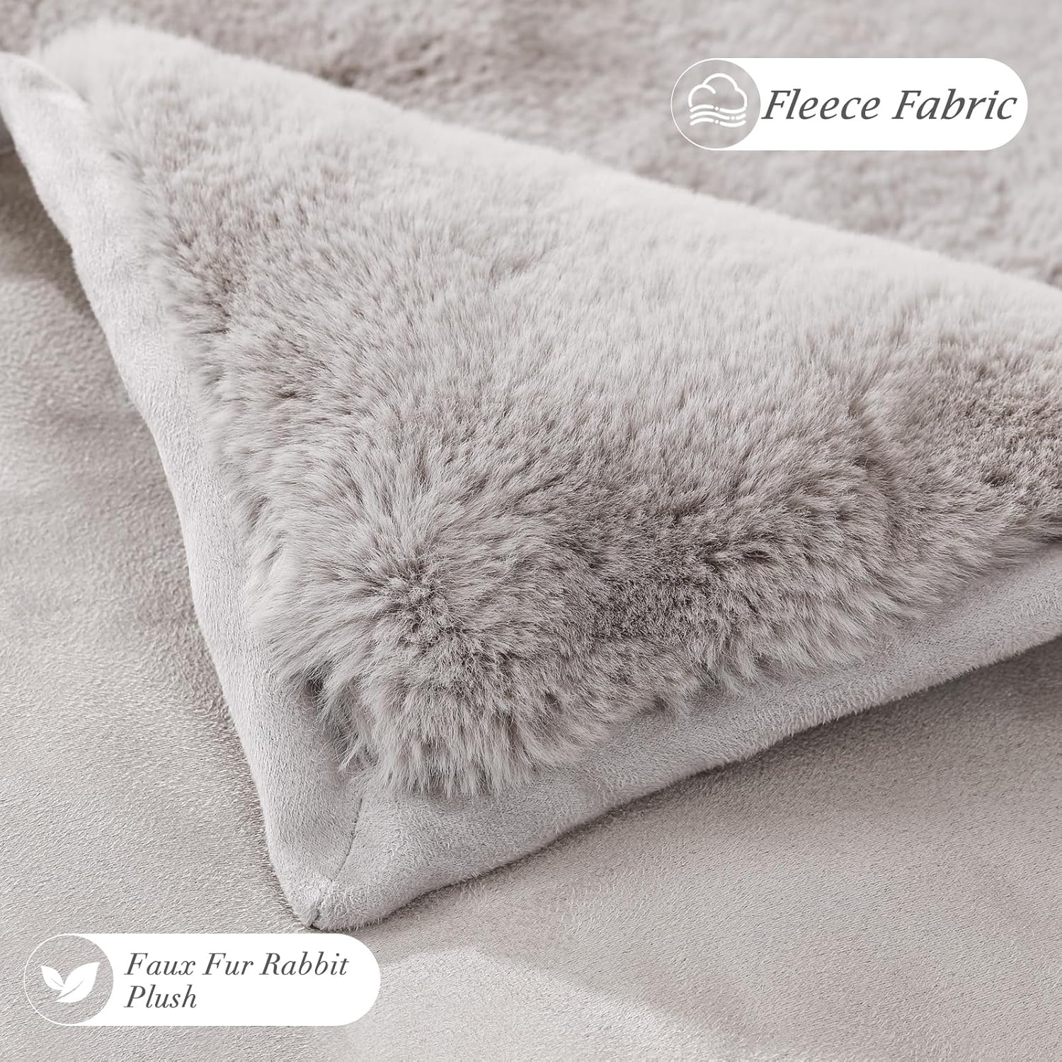 Faux Rabbit Fur Throw Blanket 880 GSM, Ultra Soft Thick Warm Bubble Plush, Reversible Throw for Couch Sofa Bed, Cozy Shaggy Blanket for Bedroom & Living Room(50''*60'',Gray)