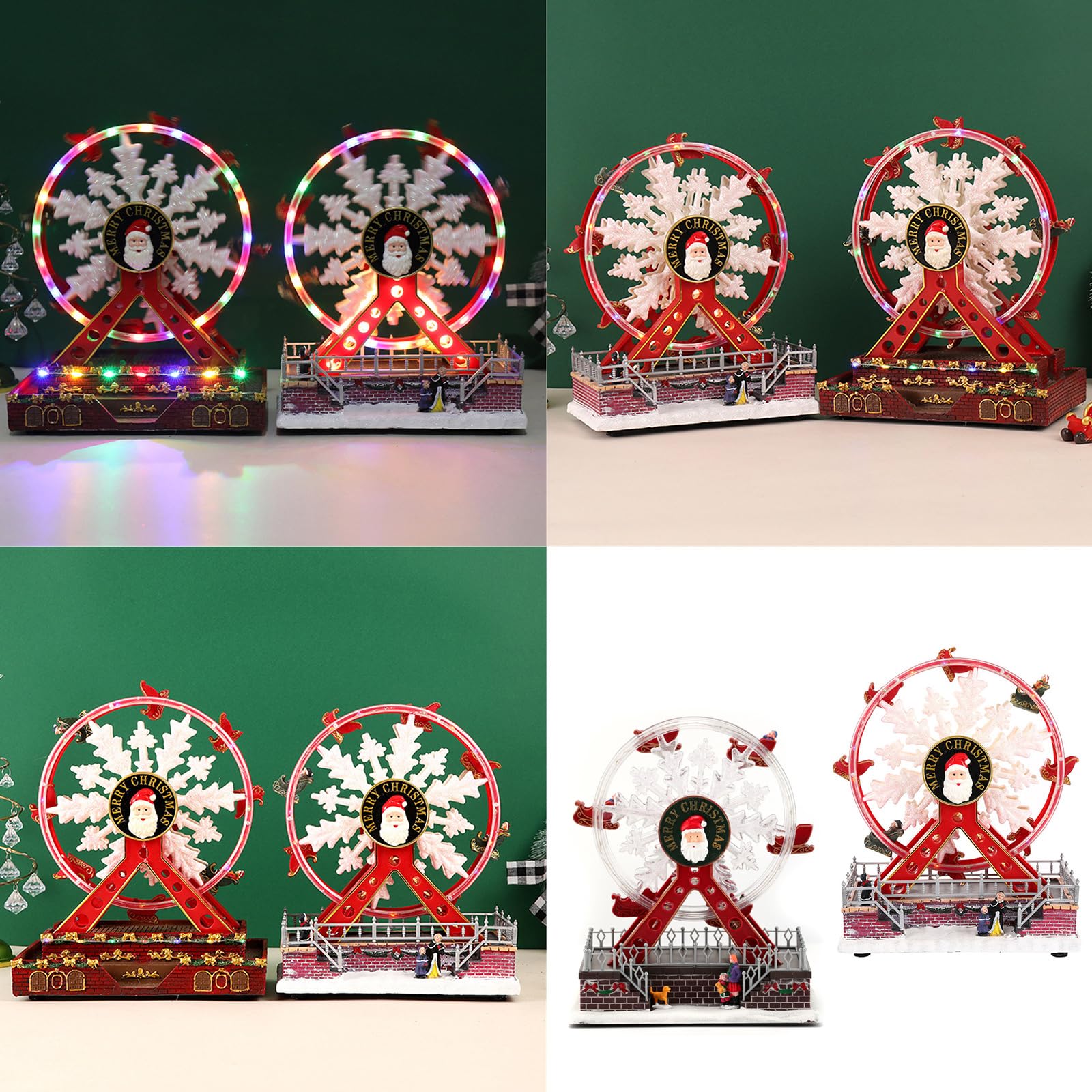 Ruota gigante rotante per le vacanze con luci a LED, elegante decorazione musicale da tavolo natalizia, accessori per feste, illuminazione natalizia a LED