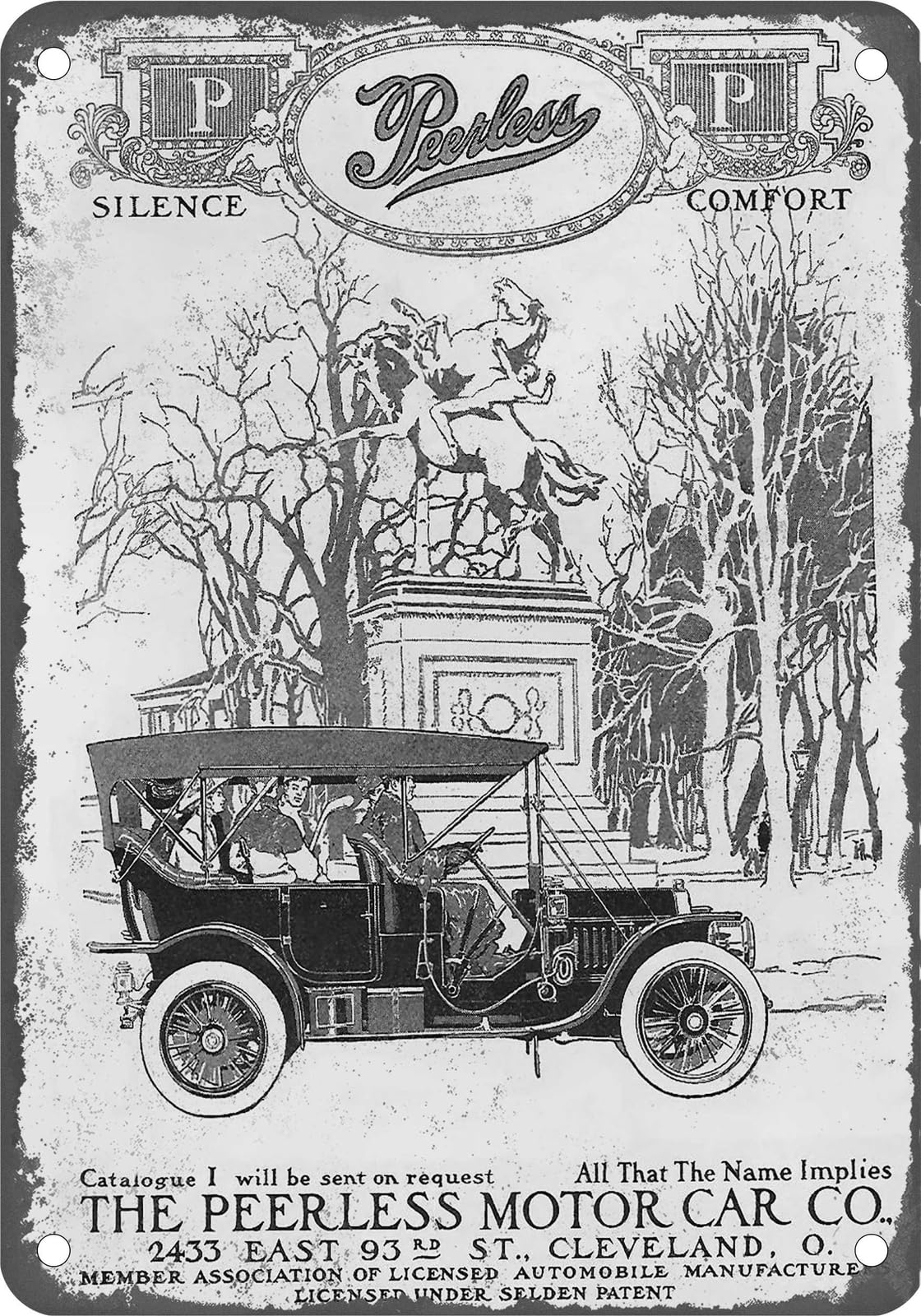 Miaomansenstore Metal Sign - 1910 Peerless Vintage Ad 01 - Old Retro Rusty Look Home Decor