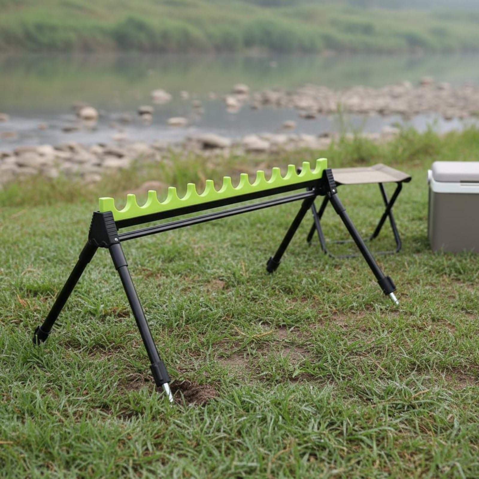 Gralara Soporte de Caña de Pescar Telescópico Portacañas Estante Trípode para Ordenar Varias Cañas Verticales con Estructura, Soporte para Cañas De Pescar De 12 Agujeros, Tamaño Grande