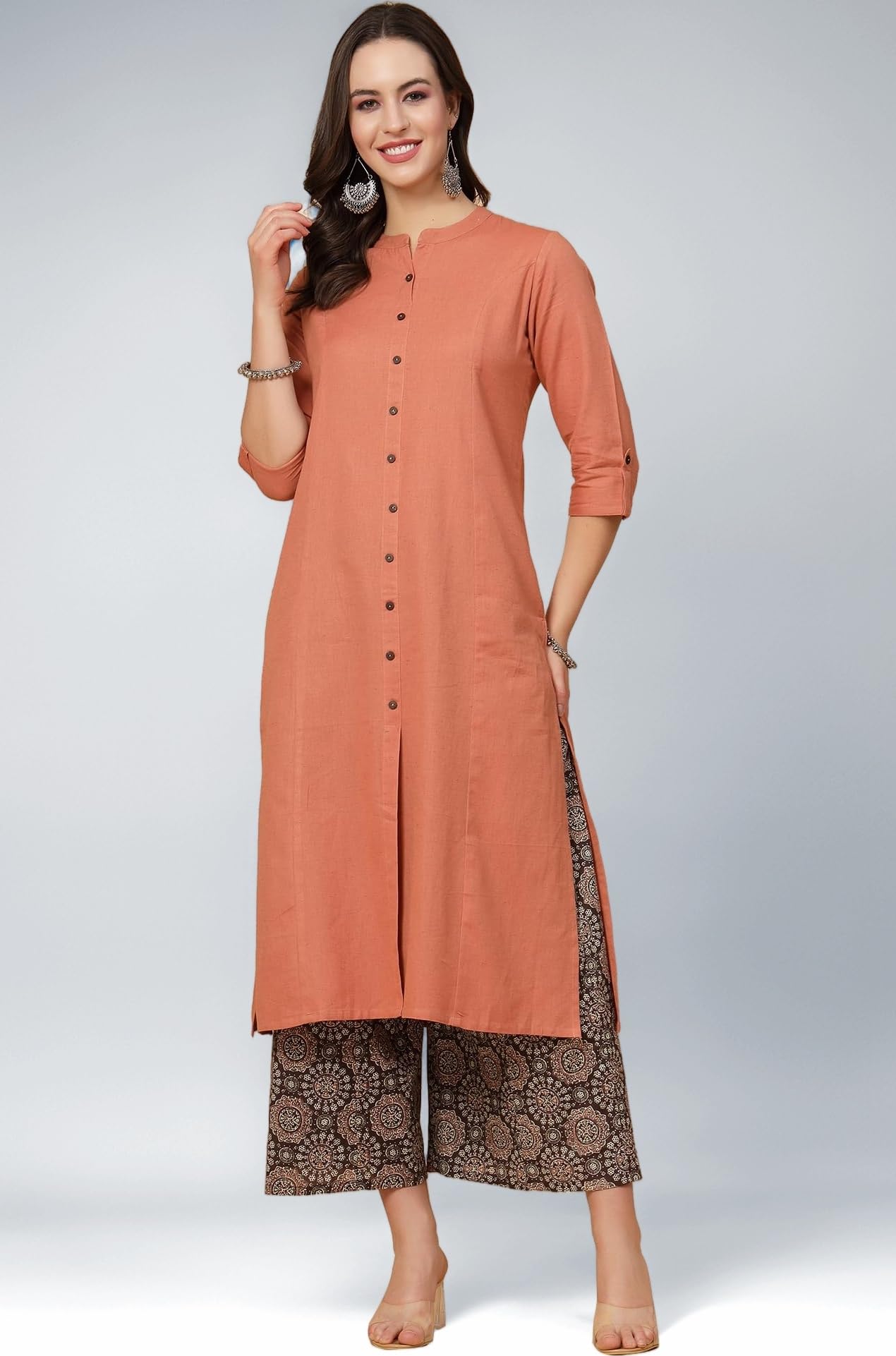 Pistaa's Women's Cotton Solid Readymade Salwar Suit Set