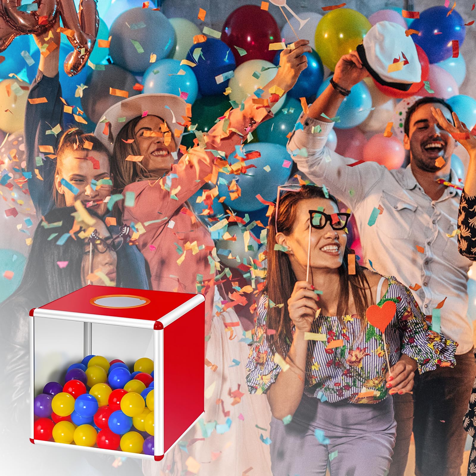 Scatola Della Lotteria, Lotteria Scatola con Struttura in Lega di Alluminio, Scatola per Lotteria, Raffle Box per Riunioni Annuali e Giochi, Scatola per Raccolta Fondi Cubica (25 x 25 x 25 cm)