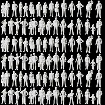 P4310B 90pcs O Gauge White Standing Figures Unpainted 143 Scale People Passengers for Model Train Miniature Scenery Layout