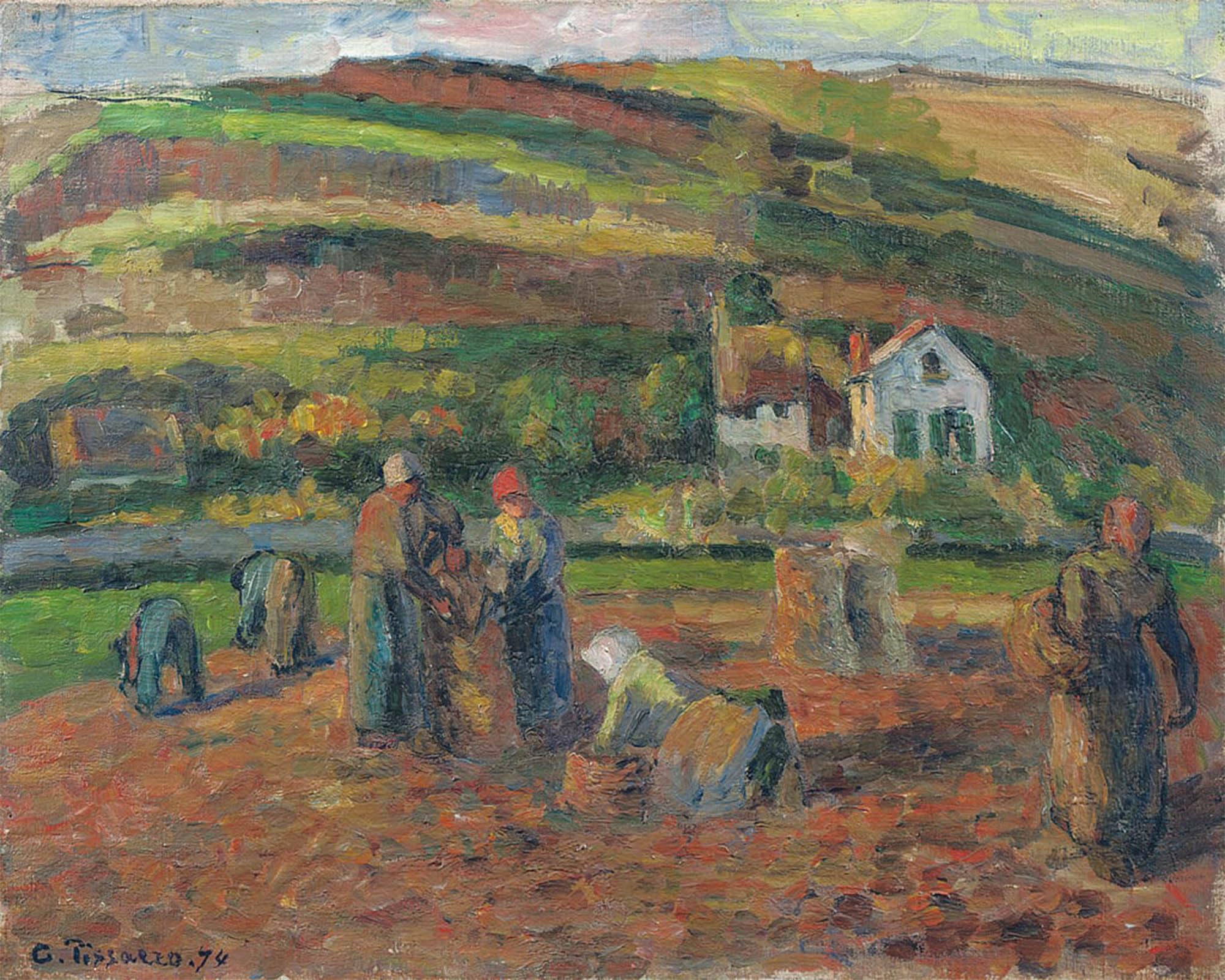 ARTXLXXBN Famous Painting Canvas Artwork Graffiti Print the Harvest of Potatoes Pontoise by Camille Jacob Pissarro Portrait Canvas Image for Home Decor 60x90cm