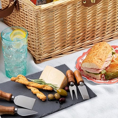 Miniatura 7 de 6 tablas de queso de pizarra negra de 10 x 6 pulgadas con pizarra de tiza, platos de piedra para aperitivos de queso, carne y fruta