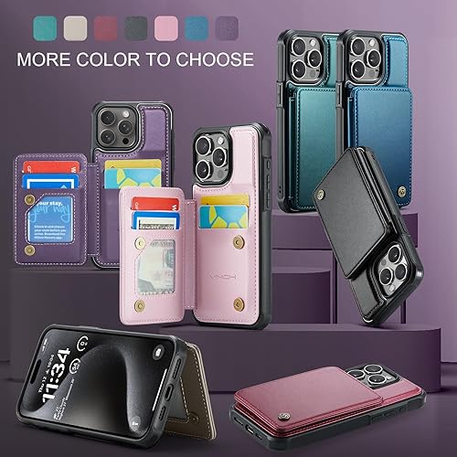 Miniatura 9 de Vinich Funda tipo cartera para iPhone 15 Pro Max con soporte para tarjetas, funda para iPhone 15 Pro Max con bloqueo RFID para mujeres y hombres,
