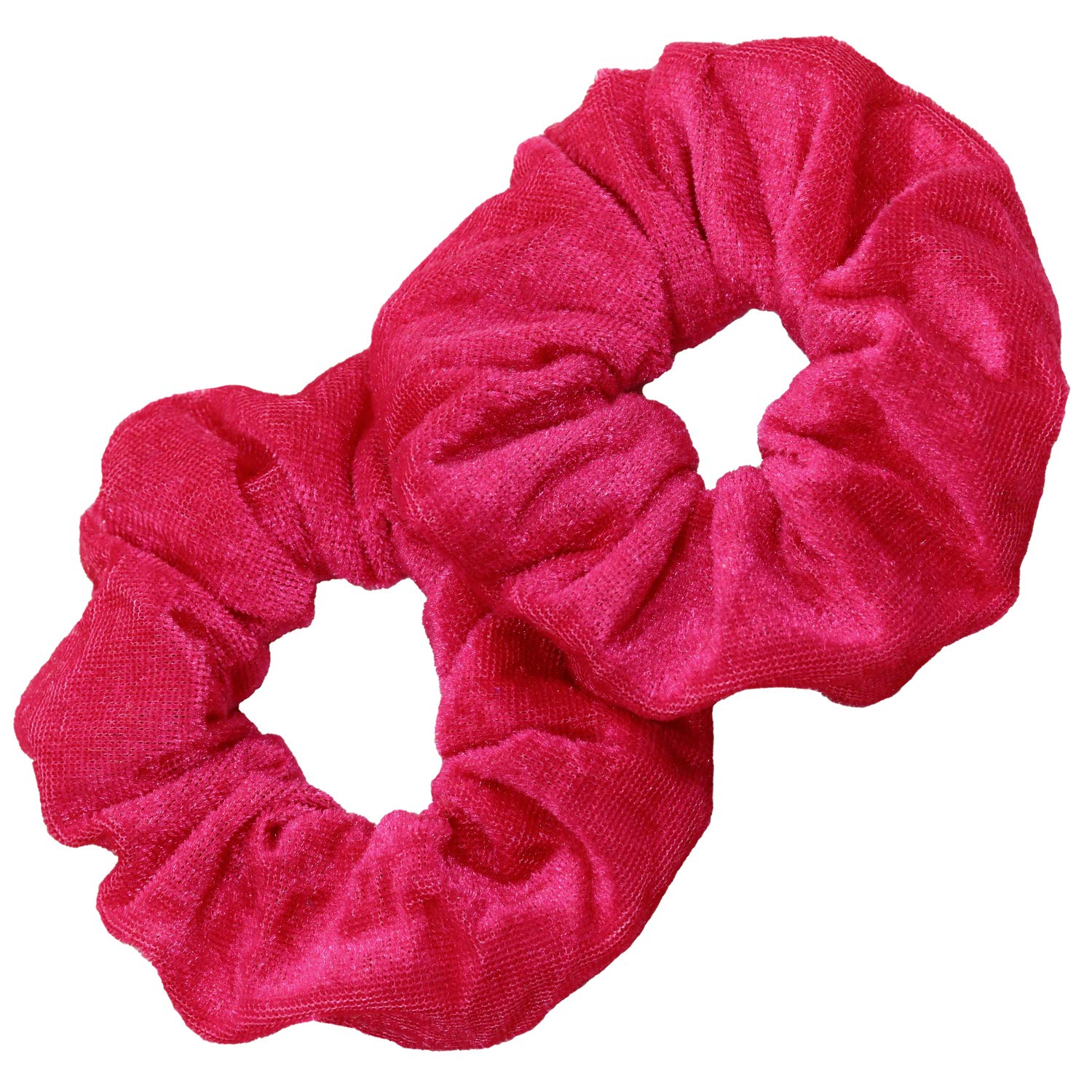 Kenz Laurenz Hair Scrunchies - 2 Velvet Hair Ties for Women Girls Hair Elastics Ponytail Holder Scrunchy Girl Accessories (Hot Pink, 2 Count)