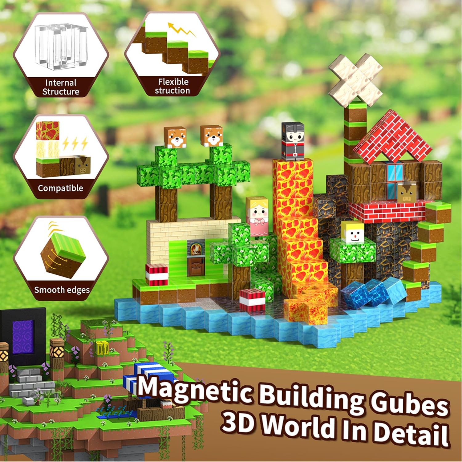 100 PCS Building Blocks, 3D Construction Build Toys, STEM Sensory Building Cubes Gifts for Valentines Day, Easter Basket Stuffers (Multicolor-100PCS)