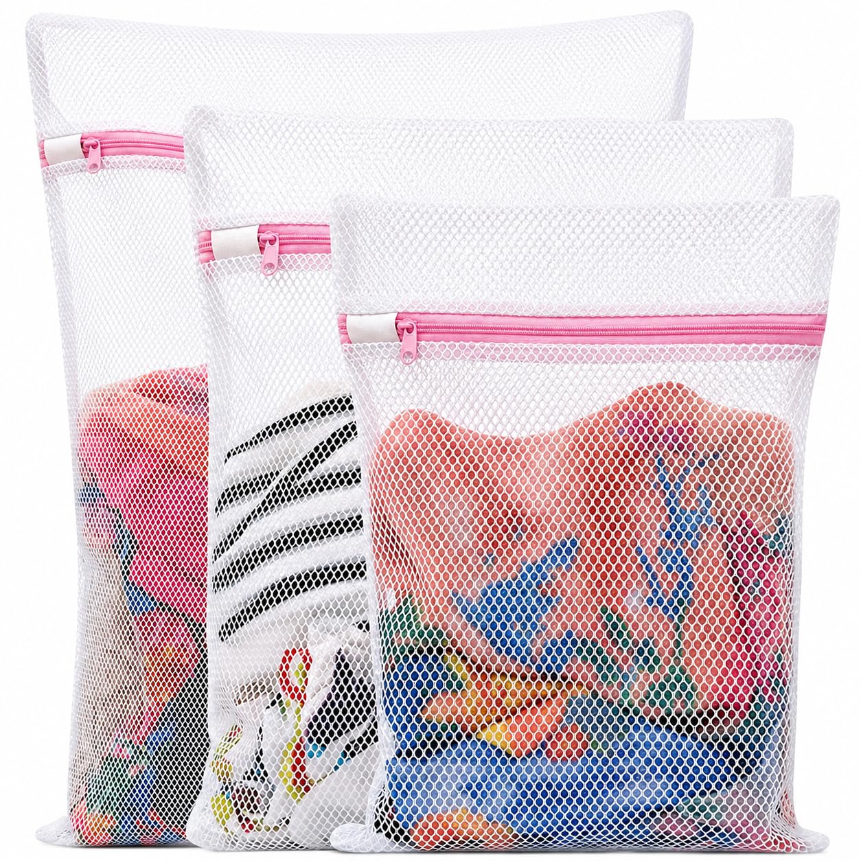 3 Pcs Mesh Laundry Washing Bags With Premium Rust Free Zipper, Store Dirty Clothes, Washing Bags For Laundry, Blouse, Bra, Hosiery, Lingerie, Stocking, Jeans…-image-7