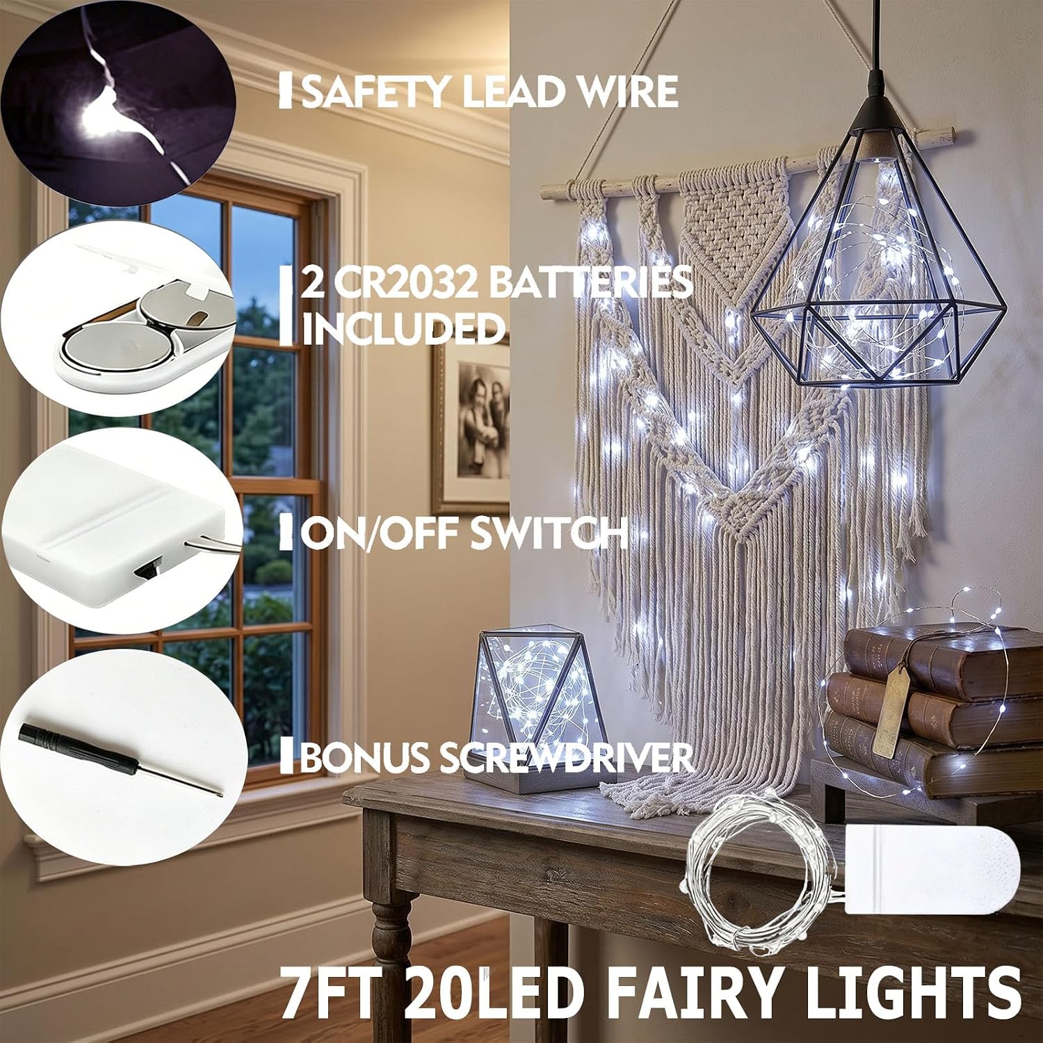 Bexdir 12 Pack Fairy Lights Battery Operated,7ft 20 LED Waterproof Silver Wire String Lights, Firefly Starry Lights for DIY Mason Jars Wedding Table Centerpieces Party & Bedroom Decor (Cool White)
