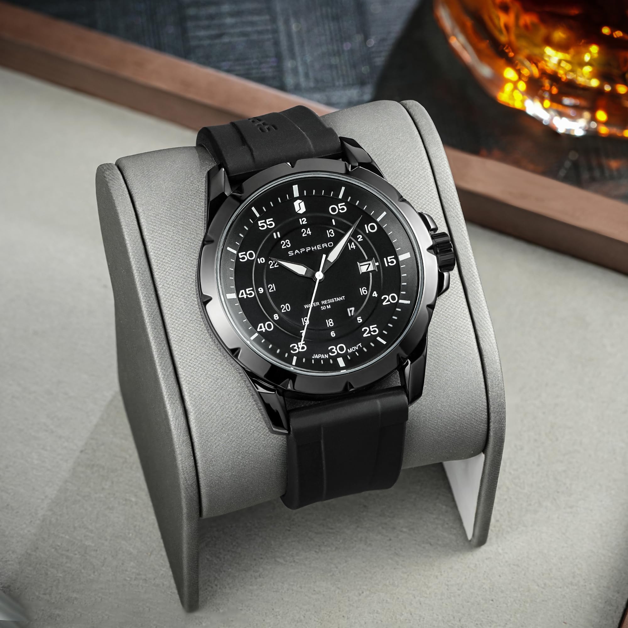 SAPPHERO Montres pour Hommes Montre de Luxe 50M étanche Montre-Bracelet pour Hommes Rendez-Vous d’Affaires Sport Temps Mode Acier Inoxydable Ruban/Bleu/Noir/Vert/Or Rose