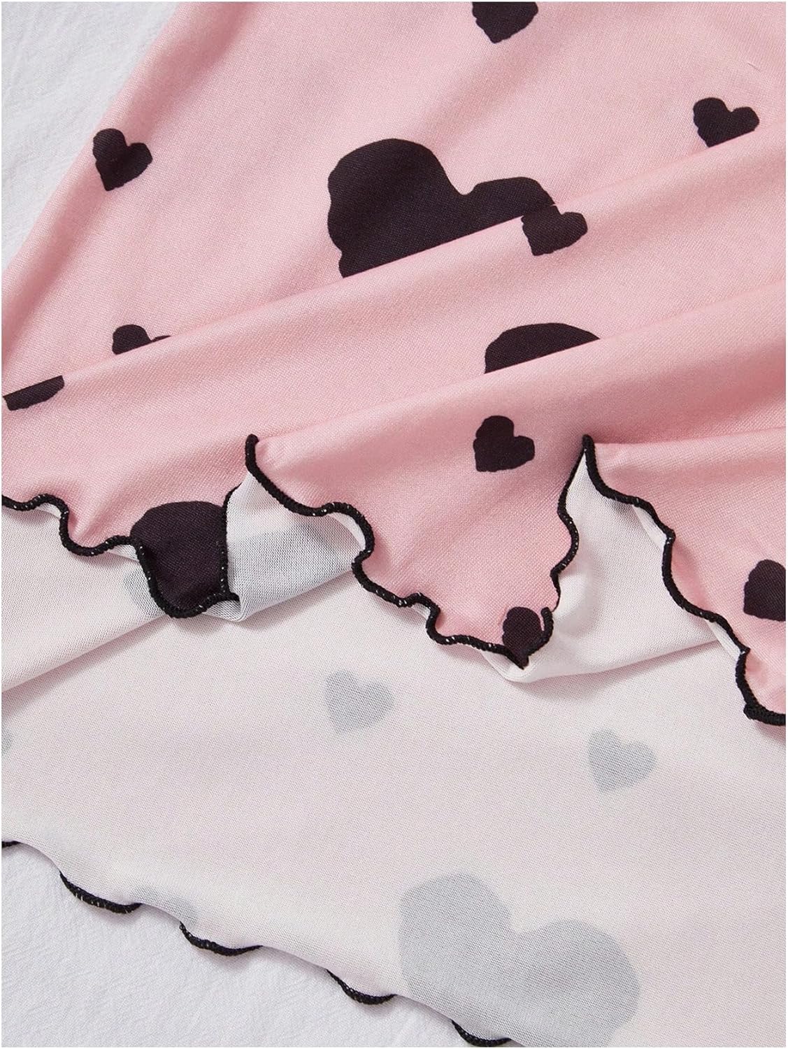 Milumia Women's 3 Pack Heart Print Nightgowns Spaghetti Strap Lettuce Trim Mini Night Dress Sleepwear - Image 5