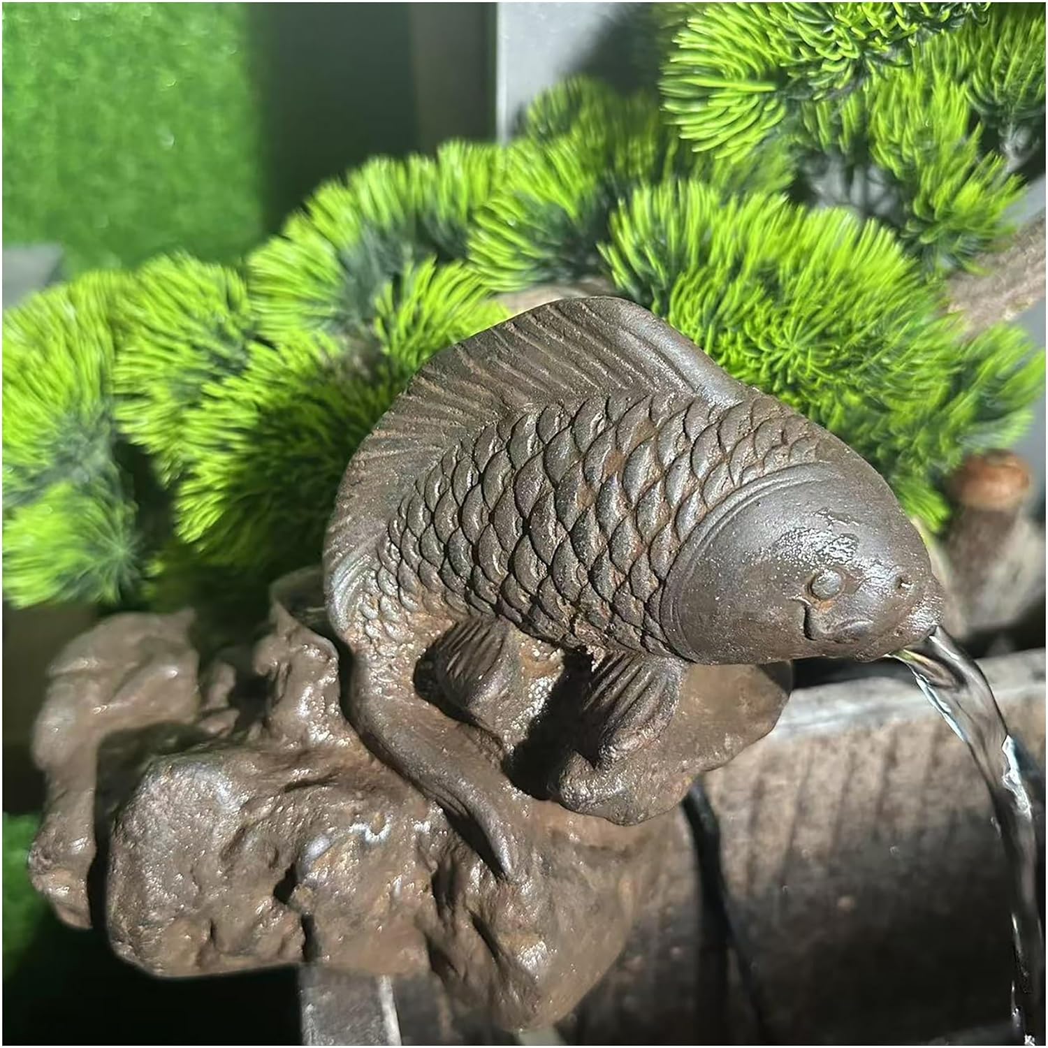 Pond Spitter Fountain for Small Ponds– Outdoor Water Feature Automatic Circulation Water Landscaping Ornaments – for Garden, Koi Pond, Patio, or Rockery