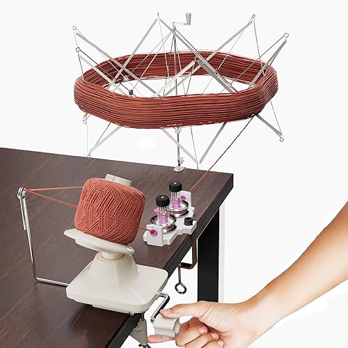 Yarn Swift and Yarn Winder Set - Hand-Operated Ball Winder with Skein Holder, Umbrella Swift for Crocheting & Knitting, Durable, Portable, 10oz Capacity, Perfect for Your Cakes and Projects