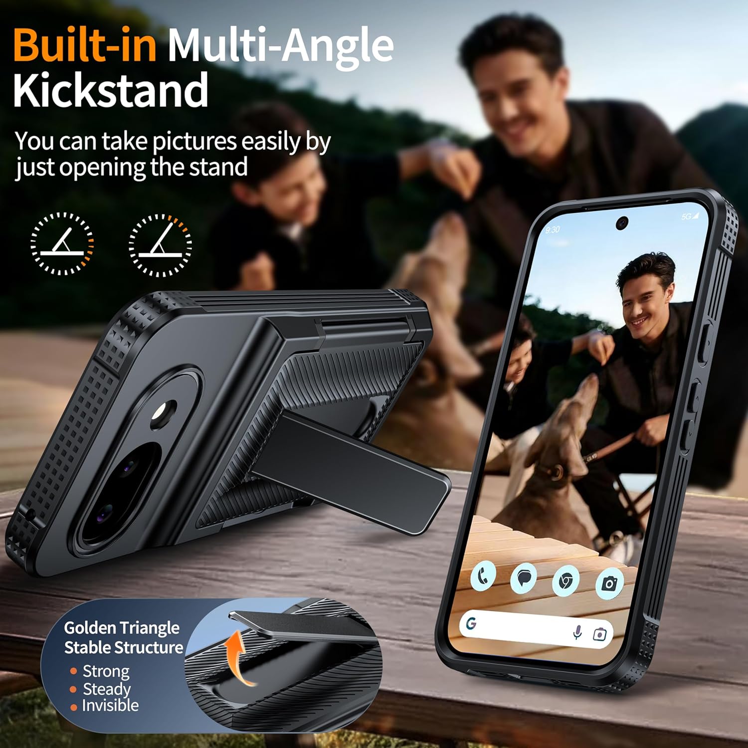 Oneagle Wallet for Google Pixel 10a Case with Card Holder (4-5 Cards) [RFID Blocking] Full Camera Protection, with Metal Kickstand 15FT Mil-Grade Shockproof Heavy Duty Pixel 10a Phone Case 6.3", Black