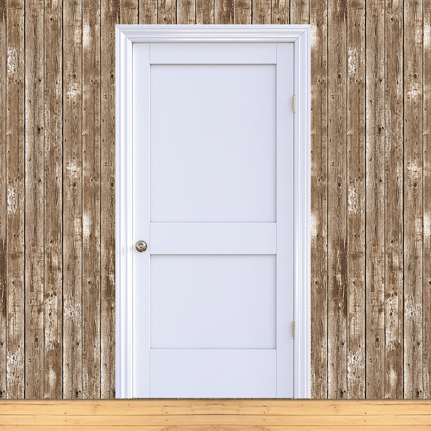 Beistle Lot de 3 Toiles de Fond rustiques en Plastique pour Photo sur Le thème de la Ferme, décoration de Mariage, 1,2 x 7,6 m, Marron/Marron Clair