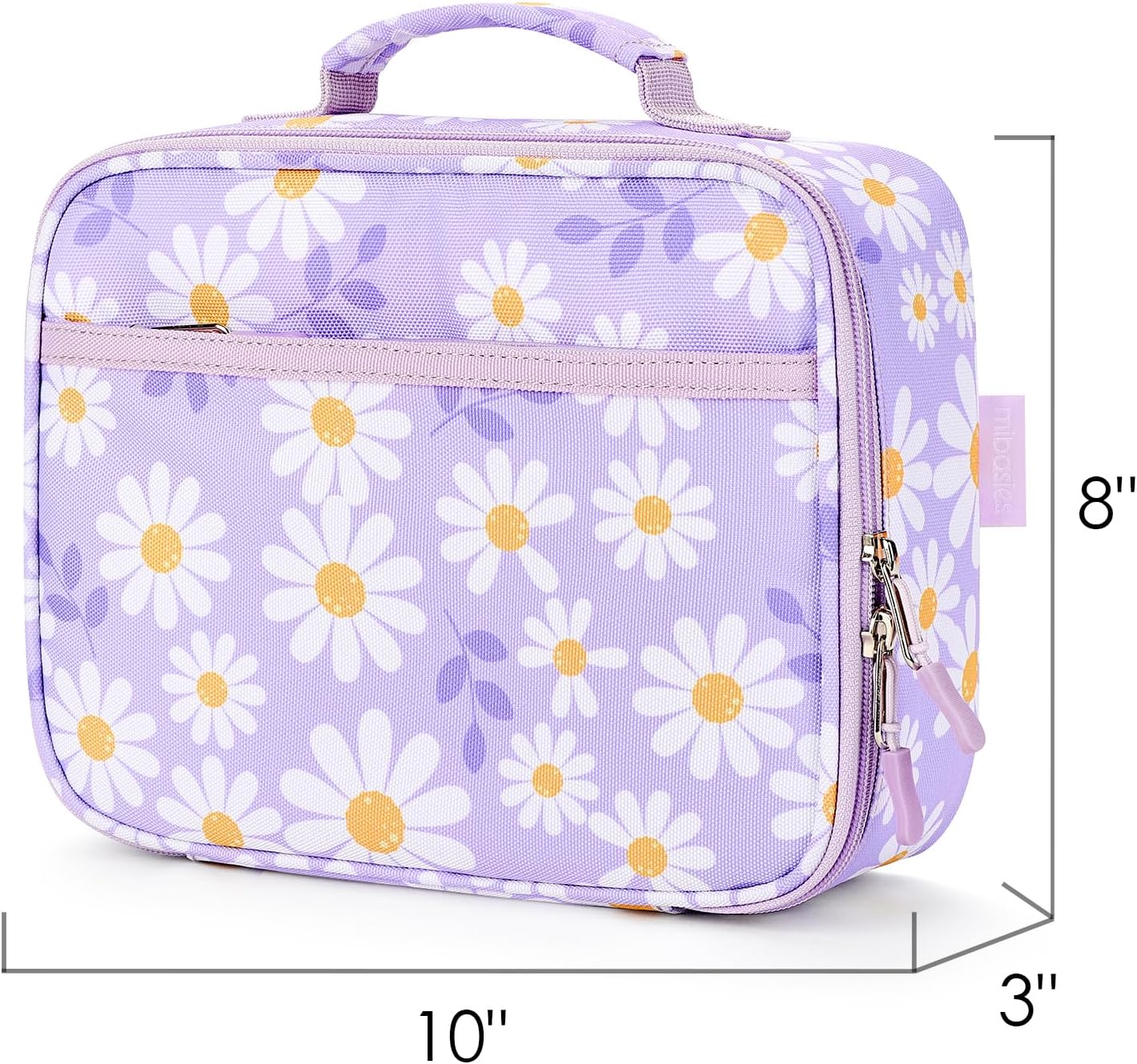 mibasies Kids Lunch Box for Girls, Insulated and Reusable Lunch Bag for School Preschool Kindergarten, Daisy Purple