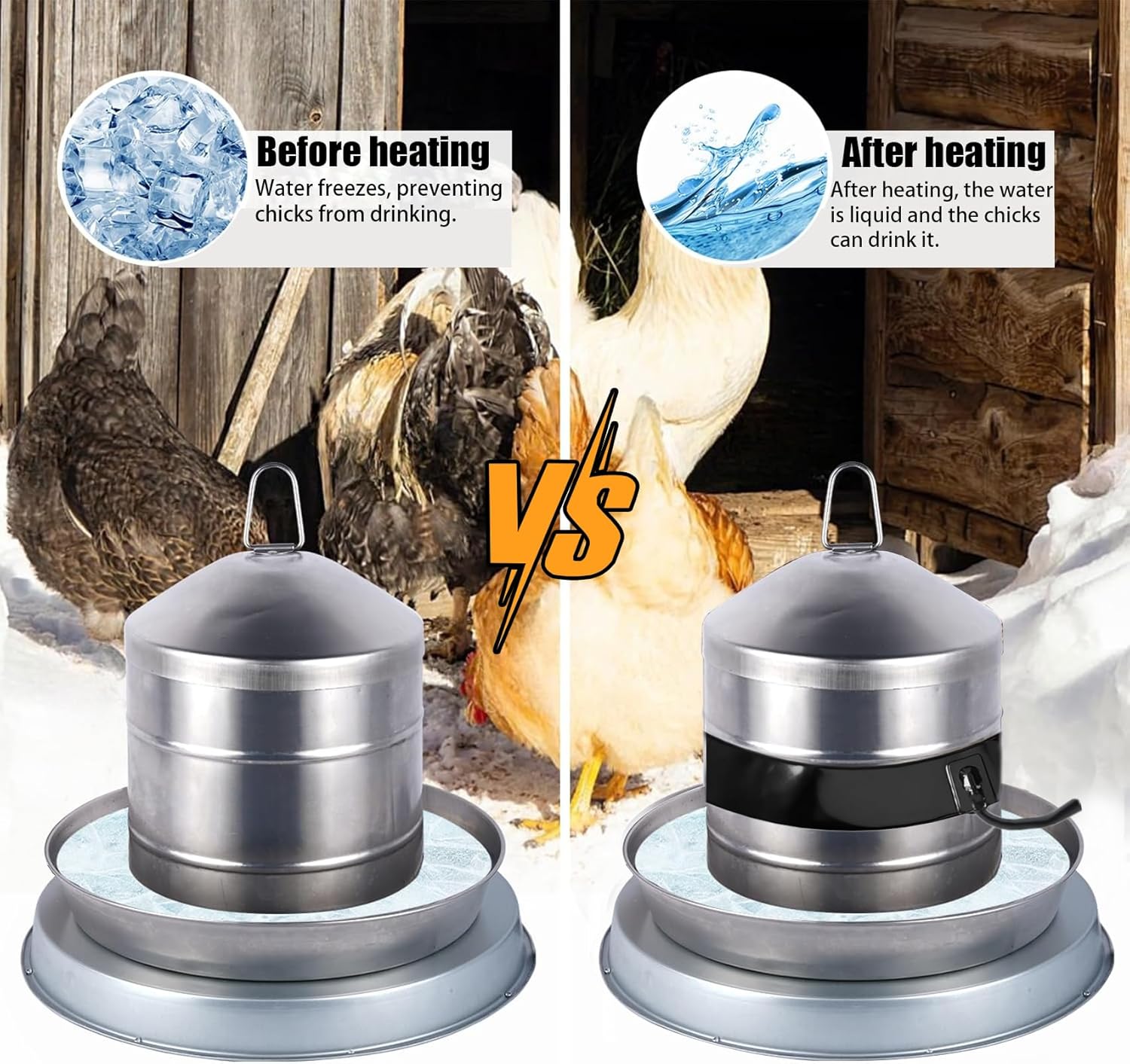 Chicken Water Heater for Winter,Replace for RentACoop Thermo Bucket Belt,Fits Most 2-5 Gal Buckets,Chicken Waterer Heater,Energy-Efficient, Safe, and Durable,Prevent Icing