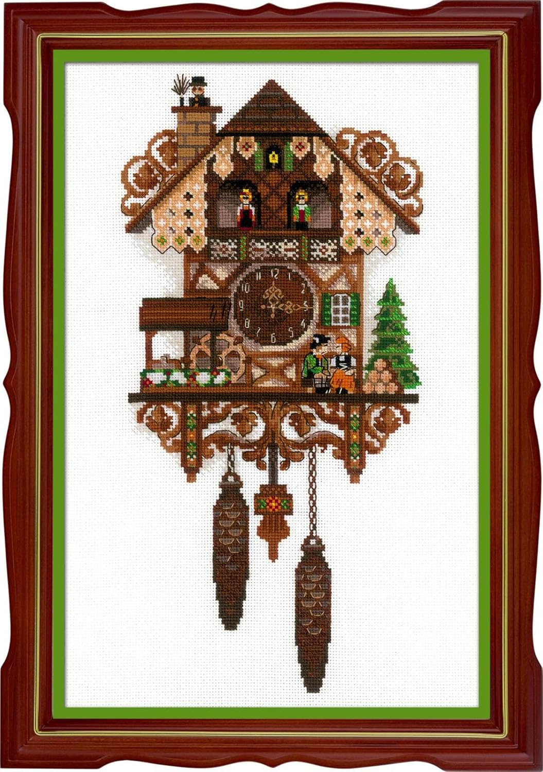 RIOLIS - Cuckoo Сlock 1730, Cross Stitch Kits 9,84" x 15,75", Cross Stitch Kits for Beginners & Advanced, Crossstitching Kit Adult, Embroidery Counted Stitching Kit