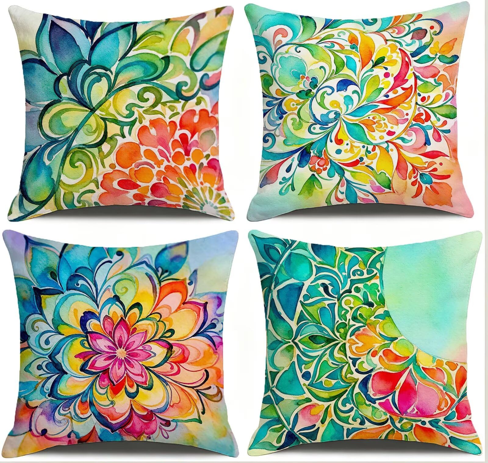 Poszewka na poduszkę, ozdobna poduszka, kolorowa, 55 x 55 cm, zestaw 4