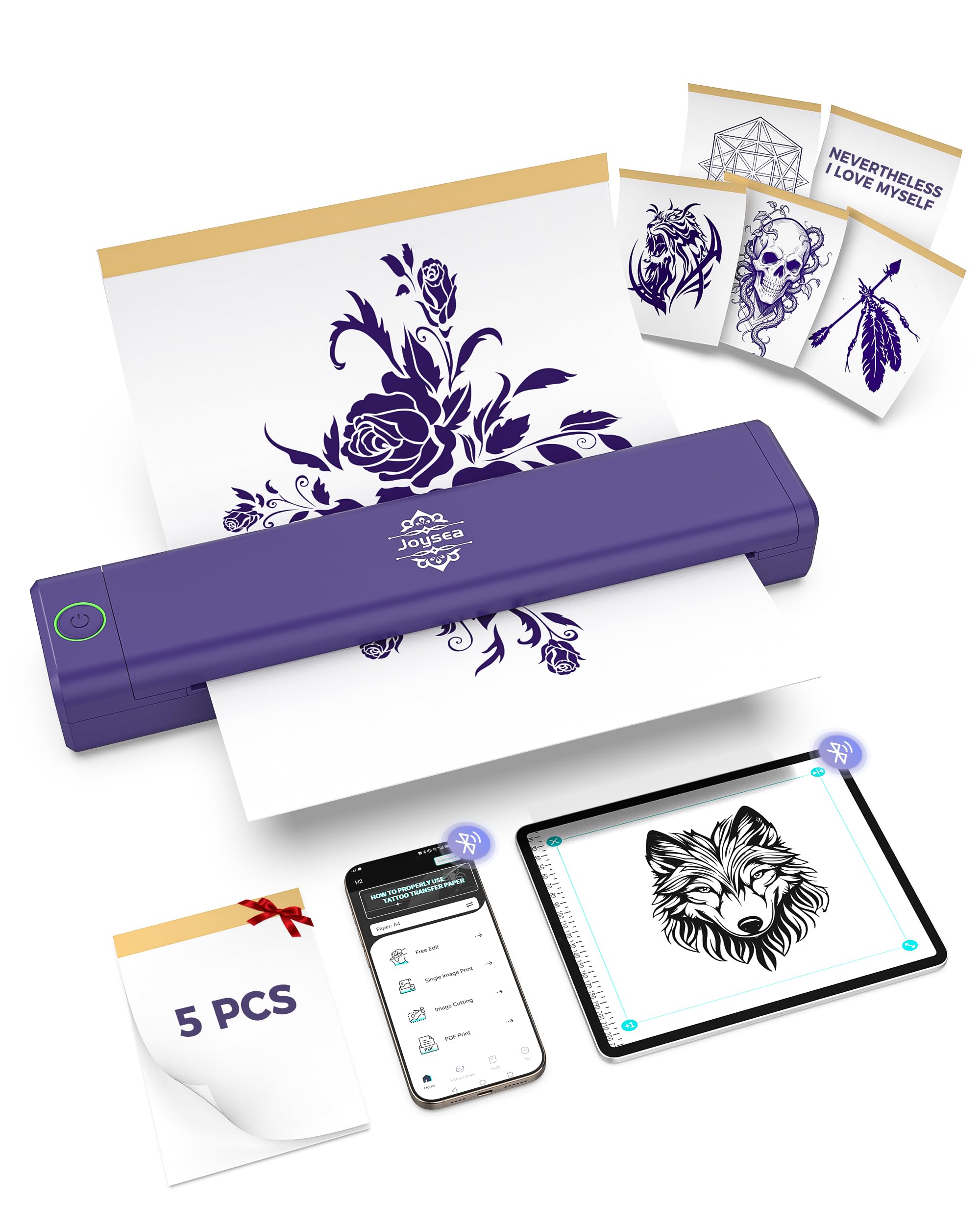 Joysea H2 Tattoo Stencil Wireless Printer,Ink Less Portable Printer for Tattoo Studio,Tattoo Beginers-image-6