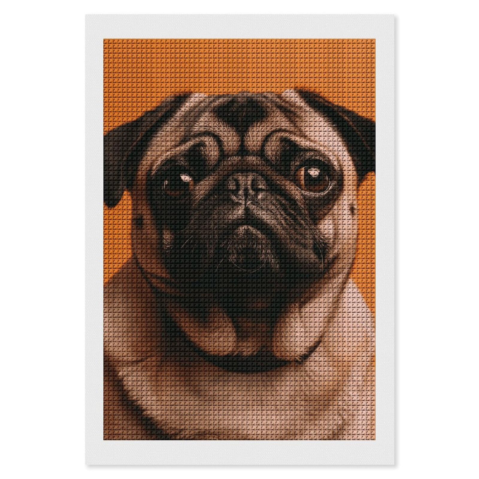 A Pug Diamond Art Kits for Adults, DIY 5D Diamonds Painting Kits for Beginner, Round Full Drill Diamond Dots Painting, 8"x12" Diamonds Pictures Gem Art and Crafts Wall Decor