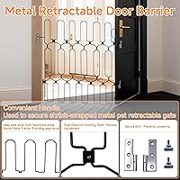 Vista 3 de Barrera retráctil para puerta para mascotas, puerta de perro de 30.7 x 30.7 pulgadas con puerta sin taladrar, puerta retráctil para perros