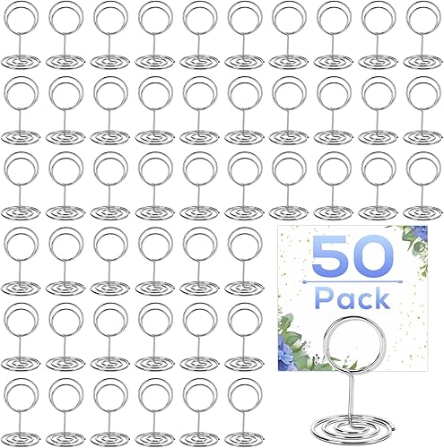50 soportes para tarjetas de lugar, soportes para fotos de números de mesa de 2 pulgadas, soportes para tarjetas de nombre de mesa, soportes de