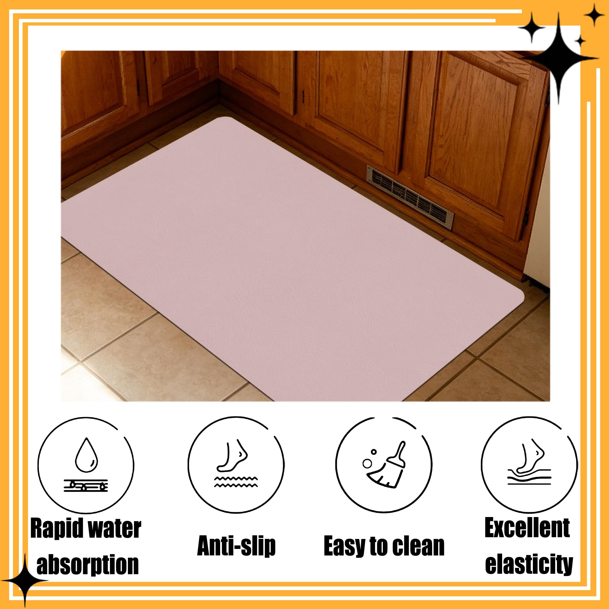 Alfombra de Baño 105 x 120 cm Secado Rápido, Antideslizante y Antibacteriana Alfombra Baño Antideslizante Higiénico y Funcional para Bañera, Ducha, Cuarto de y Cocina, Rosa