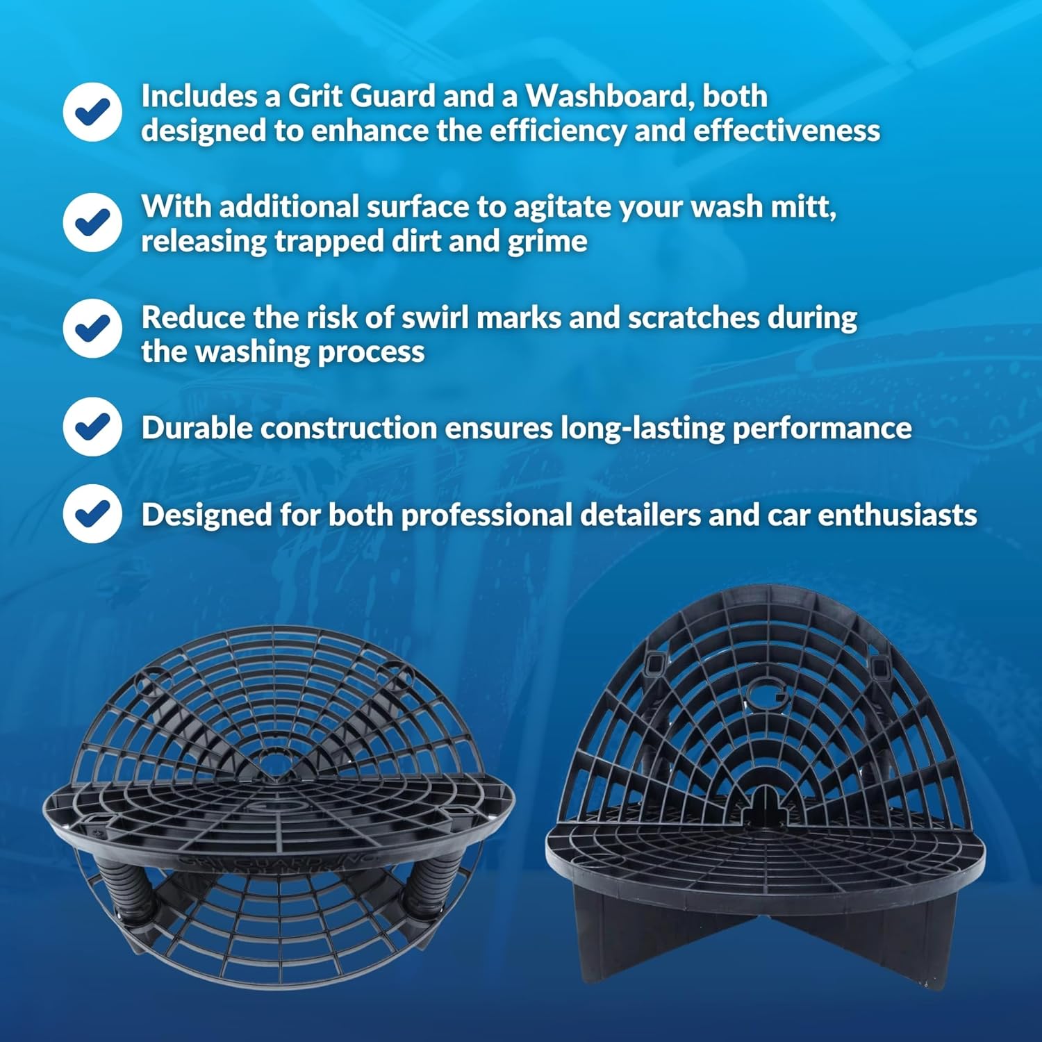 The Original Grit Guard Bucket Insert with Washboard Combo (Black/Red) + Bucket Dolly with Wheels (Black)