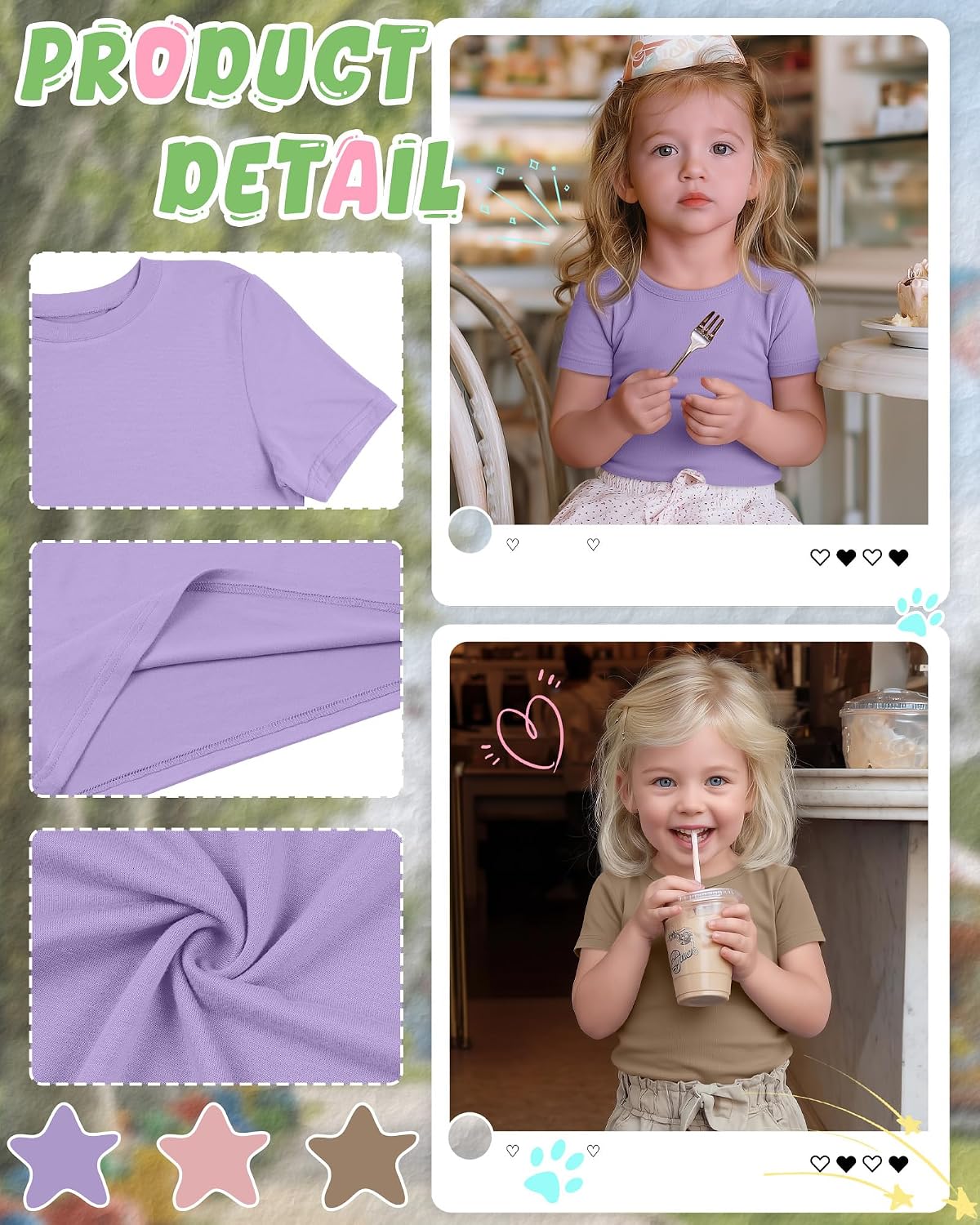 3 Pack Toddler Girls' Short Sleeve T Shirts Crew Neck Slim Fit Summer Tees Kids Basic Cute Casual Tops 18M-5T