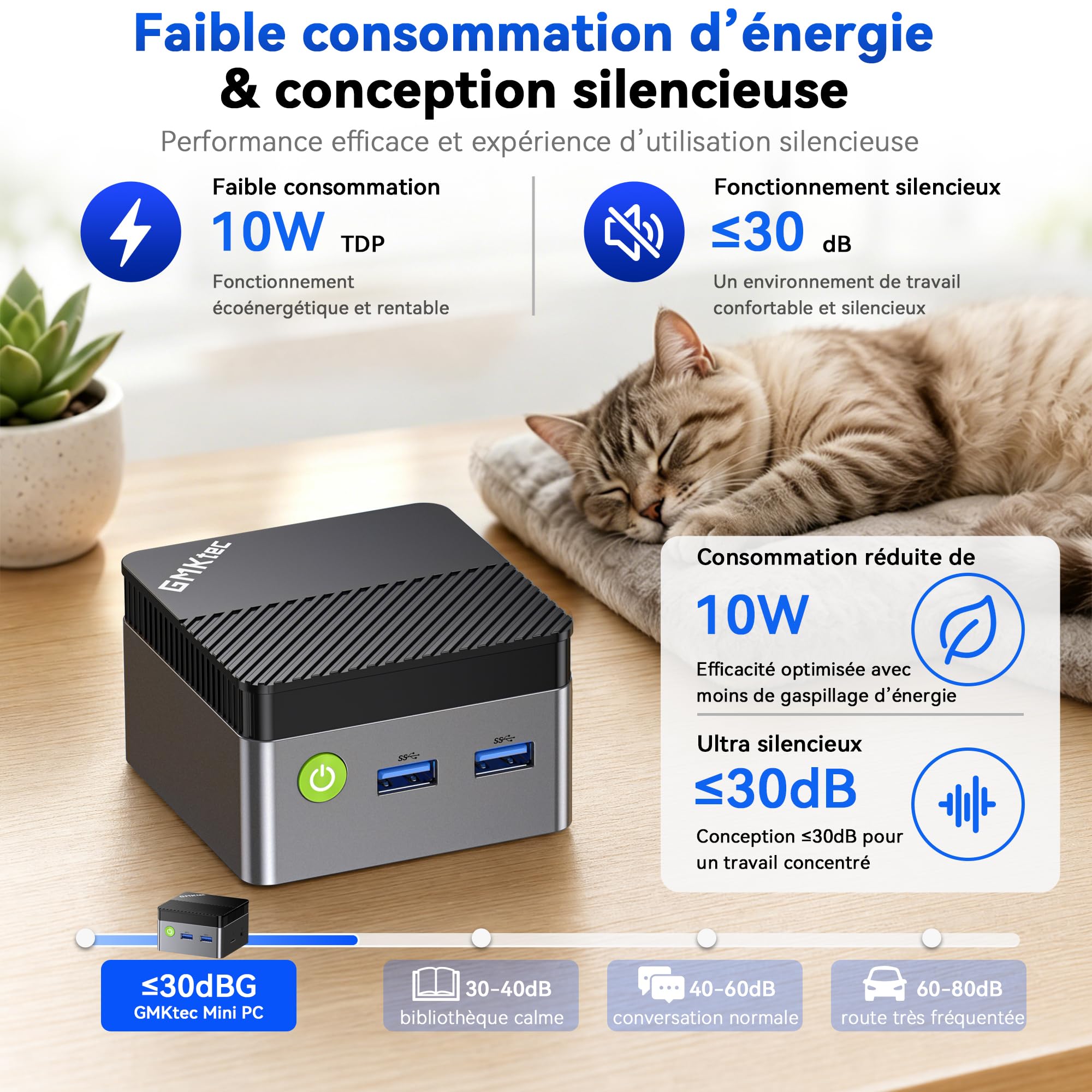 GMKtec G5S Mini PC, Intel N5095 hasta 3,6GHz,8GB LPDDR4, SSD de 128GB, 2*HDMI, Pantalla 4K, WiFi 6, Bluetooth 5.2, Gigabit Ethernet, 3 *USB 3.2, Micro SD, VESA para Empresas y oficinas domésticas