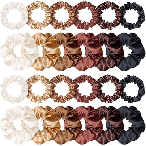 WILLBOND 24 coleteros de satén para el cabello, bandas elásticas de seda a granel, soporte para cola de caballo para mujeres y niñas, accesorios