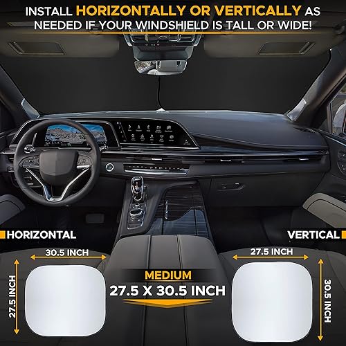 Miniatura 3 de EcoNour Parasol para parabrisas de automóvil de 2 piezas, protector solar de poliéster 240T duradero para ventanas delanteras, bloquea los rayos UV,