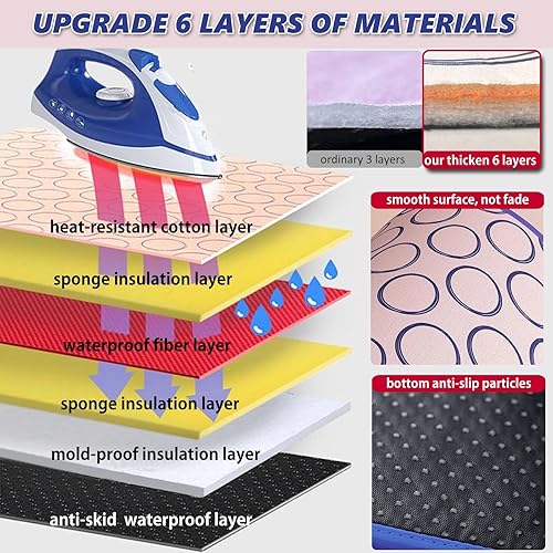 Miniatura 4 de Tapete de planchar portátil para mesa, tapete de hierro grueso para encimera, manta de planchar gruesa sobre la puerta, almohadilla de vapor,