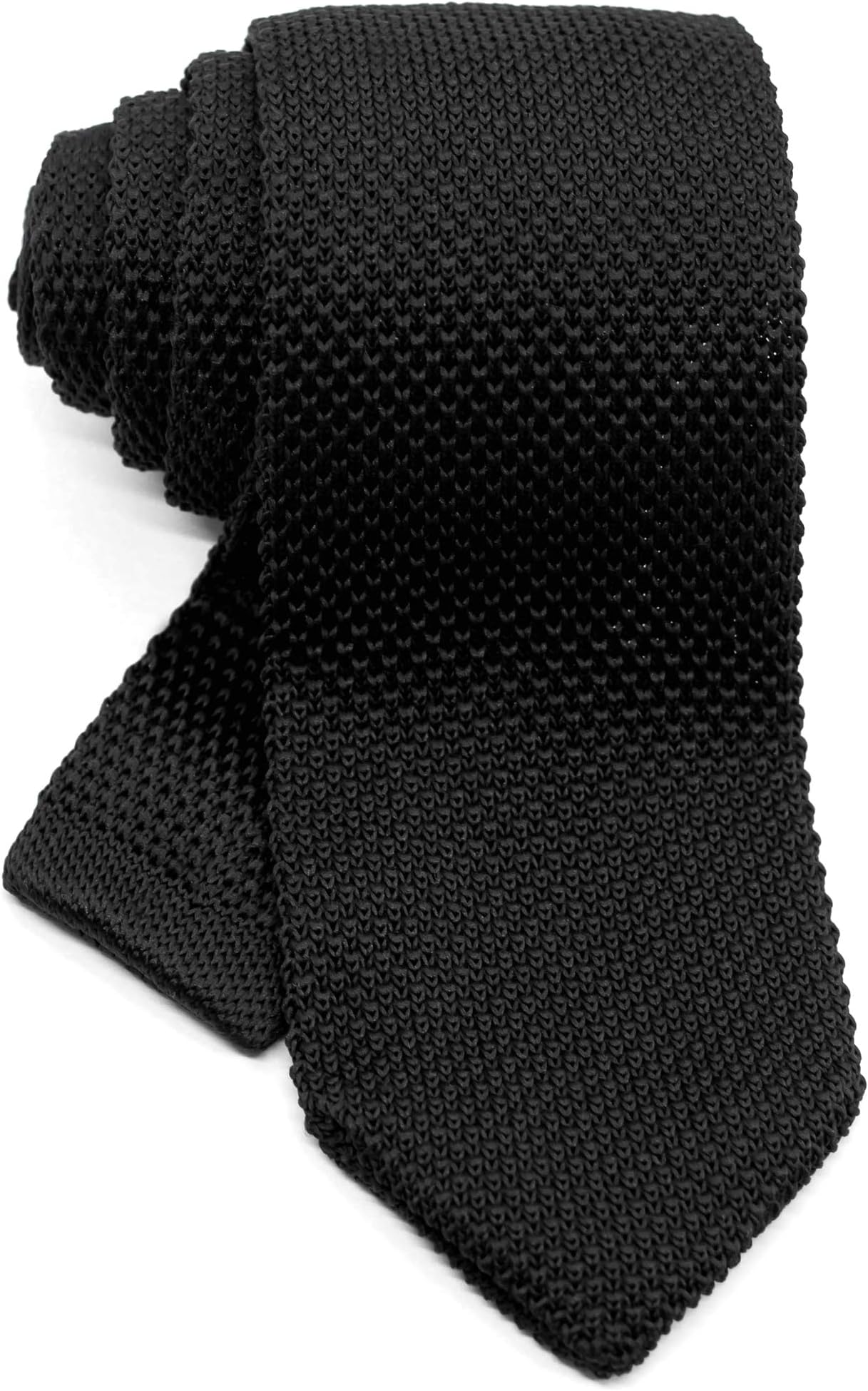 Men's Pointed Knit Tie Necktie Width 2.75 inches Washable Solid Color Black