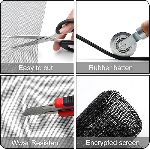 Miniatura 7 de Kit de reparación de puertas y ventanas, kit de reparación de pantalla de fibra de vidrio ajustable con herramientas, malla de fibra de vidrio para