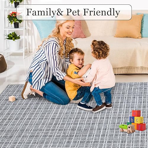 Miniatura 6 de FairOnly Alfombras de área de 4 x 6 pies para sala de estar y dormitorio, lavable a máquina, alfombra sólida, resistente a las manchas, no se